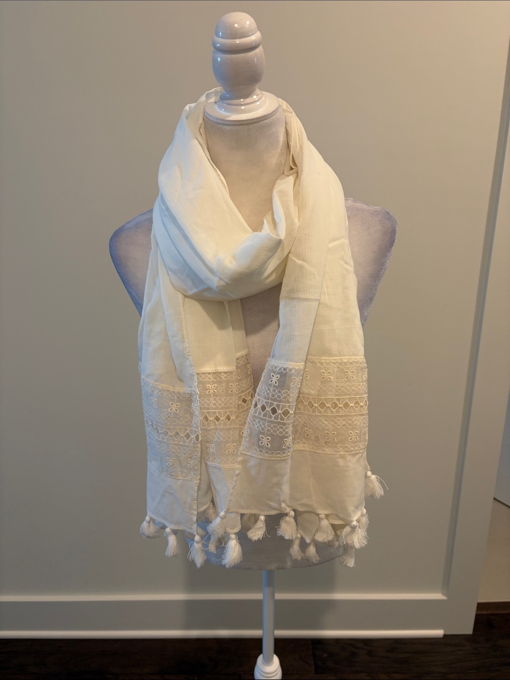 JCrew Lightweight Cotton Tassel Scarf